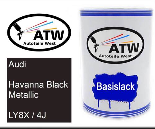 Audi, Havanna Black Metallic, LY8X / 4J: 500ml Lackdose, von ATW Autoteile West.